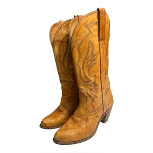 Women’s Chestnut Brown Marbled Leather Western Boots Size 7.5 Miss Capezio